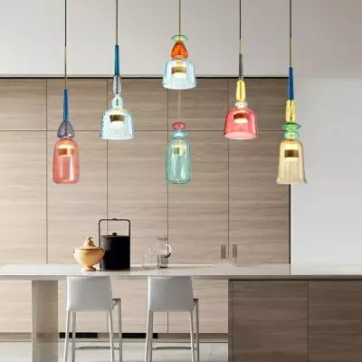 Lampe à suspension en verre colorée Nordic Lollipop S97