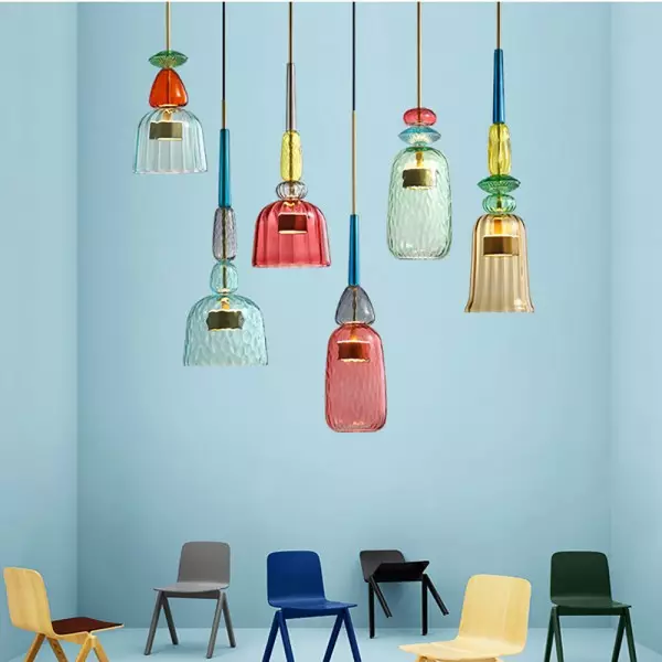 Nordic Kolorowa szklana lampa wisząca Lollipop S97