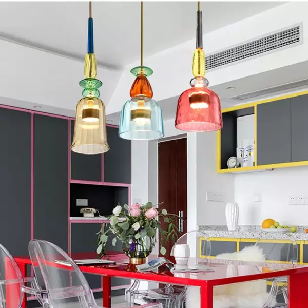 Nordic Kolorowa szklana lampa wisząca Lollipop S97