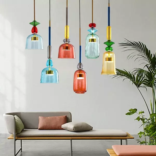 Nordic Kolorowa szklana lampa wisząca Lollipop S97