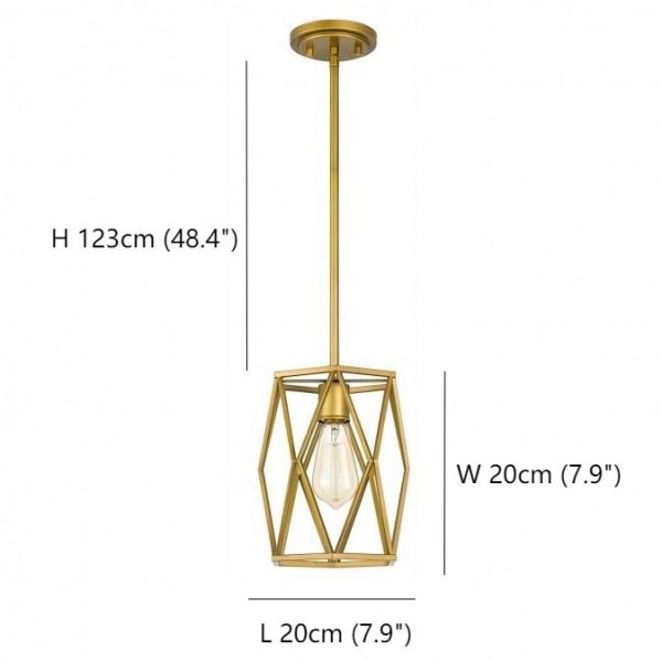 Lampada a sospensione a incandescenza con cilindro a gabbia antica S109