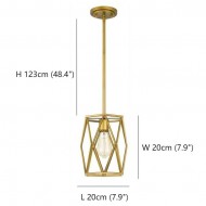 Lampada a sospensione a incandescenza con cilindro a gabbia antica S109