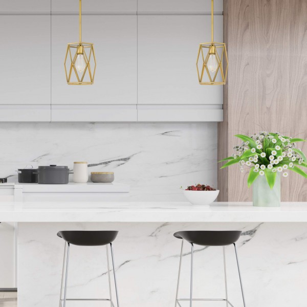 Lampada a sospensione a incandescenza con cilindro a gabbia antica S109