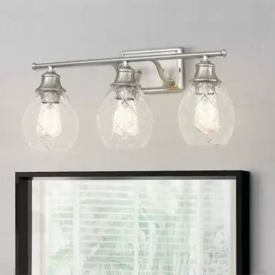 Nowoczesna lampa ścienna ze szczotkowanego niklu ze szkła wiejskiego S116