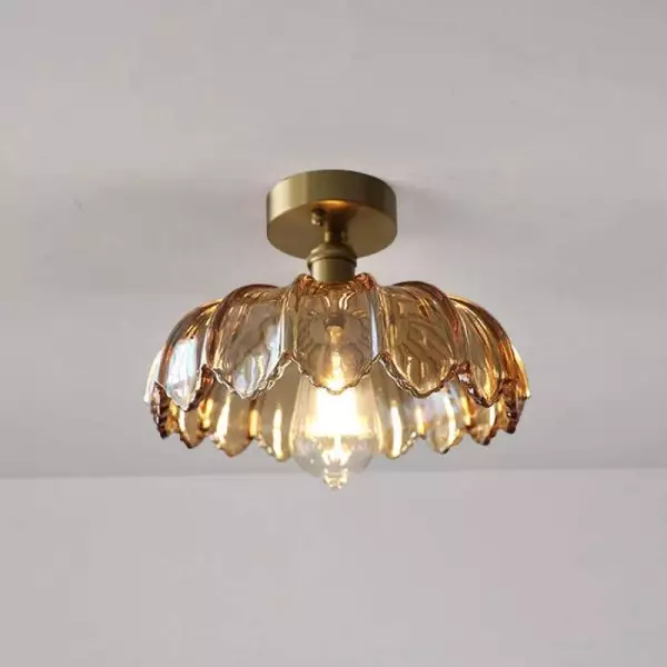 Szklana lampa sufitowa w stylu retro płatkowym S118