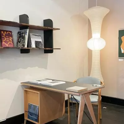 Lampada a sospensione Art Déco grande in carta di riso E S128