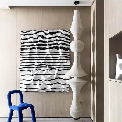 Lampada a sospensione Art Déco grande in carta di riso E S128