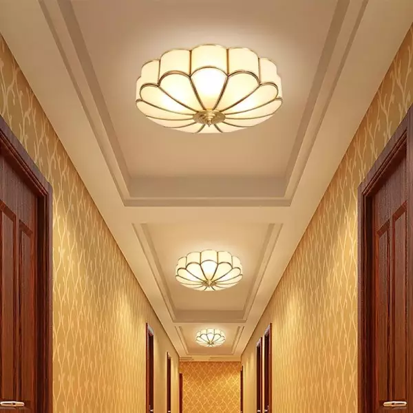 Lampada da soffitto in vetro da incasso a forma di fiore vintage S131