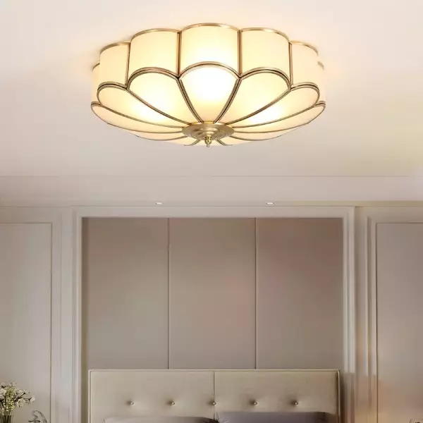Lampada da soffitto in vetro da incasso a forma di fiore vintage S131