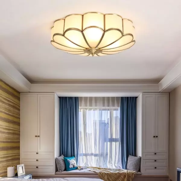 Lampada da soffitto in vetro da incasso a forma di fiore vintage S131