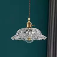Vintage Brass Flower Glass Pendant Light S157