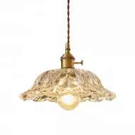 Vintage Brass Flower Glass Pendant Light S157