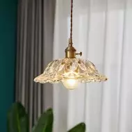 Vintage Brass Flower Glass Pendant Light S157