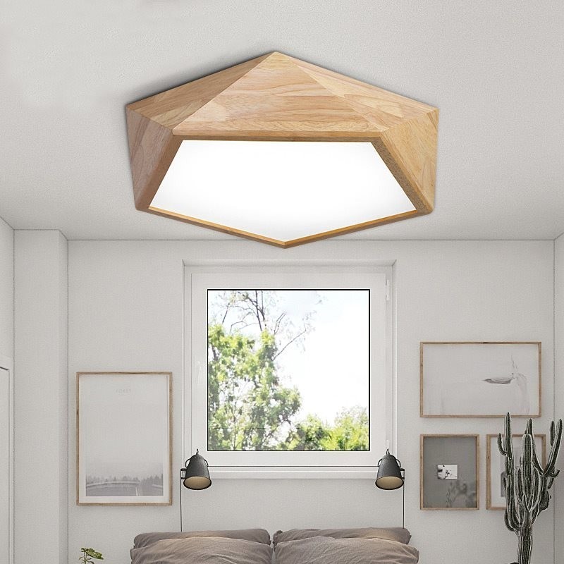 Plafonnier LED géométrique LEXA en bois