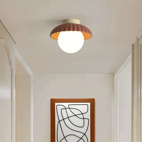 Krämfärgad blomknopp glas hall taklampa S161