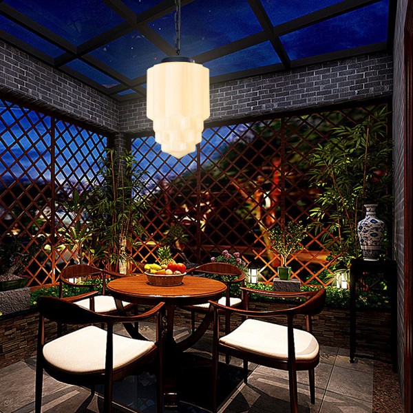 Lámpara colgante geométrica moderna de vidrio blanco lechoso S167