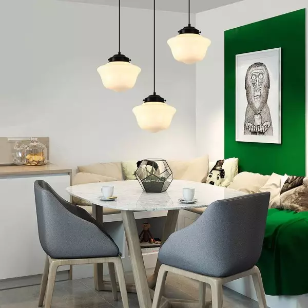 Lámpara colgante geométrica moderna de vidrio blanco lechoso S167