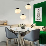 Lámpara colgante geométrica moderna de vidrio blanco lechoso S167