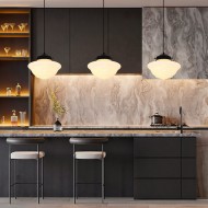 Lámpara colgante geométrica moderna de vidrio blanco lechoso S167