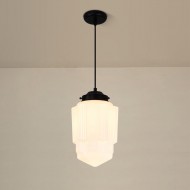 Lámpara colgante geométrica moderna de vidrio blanco lechoso S167