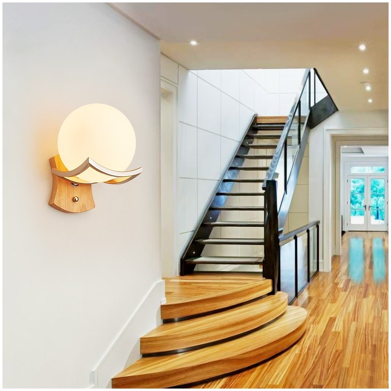 Indendørs moderne trævæglampe