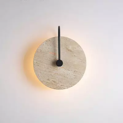 Lámpara de pared de travertino con forma de reloj simple M25