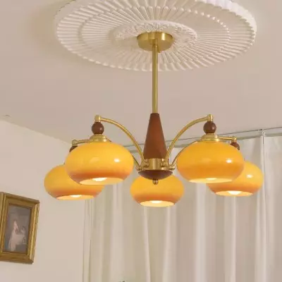 Lustre multi-têtes vintage en kaki M431