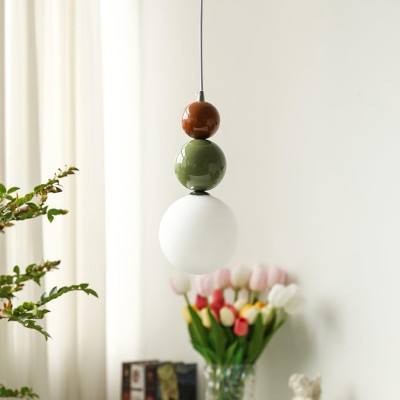 Nordic Cream Nowoczesna prosta lampa wisząca w kropki M387