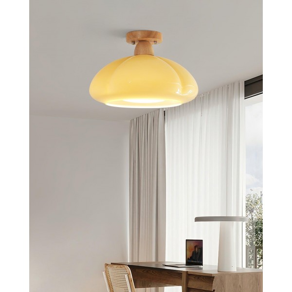 Lampadario Sospensione Vintage Con Vetro A Foglia Di Loto - Attacco E27, Verde, Regolabile, Per Cucina/Sala - Foto 4