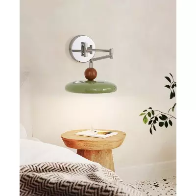 Lampada da parete per lettura con disco a braccio oscillante regolabile in stile crema M243