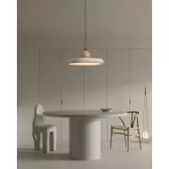 Nowoczesna minimalistyczna lampa wisząca z drewna trawertynowego M241