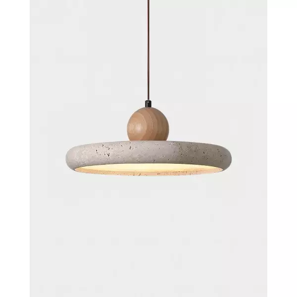 Nowoczesna minimalistyczna lampa wisząca z drewna trawertynowego M241