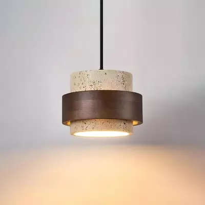 Lampa wisząca z trawertynu cylindrycznego M271