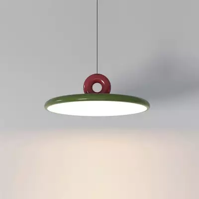 Lampada a sospensione verticale a forma di disco volante in stile crema M269