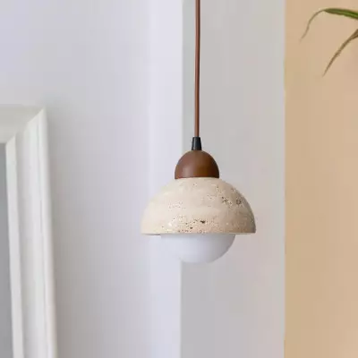 Lámpara colgante estilo Wabi-Sabi de travertino amarillo M200