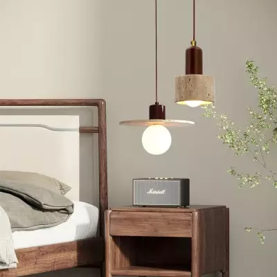 Tradycyjna japońska lampa wisząca z drewna trawertynowego M107