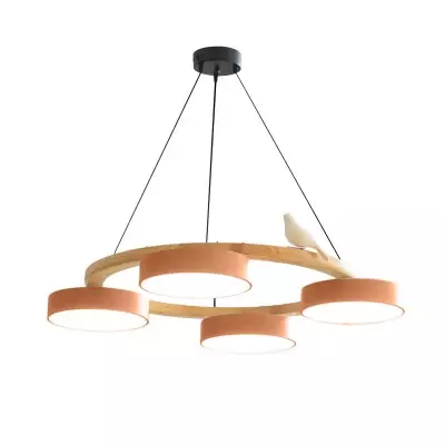 Nordic Drewniany Ptak Kreatywny Okrągły Żyrandol S187