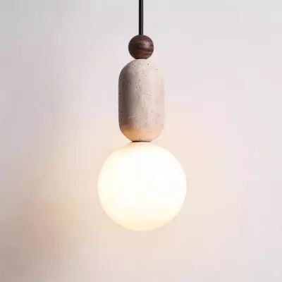 Wabi Sabi Travertine Szklana Kula Wisząca Lampa G17