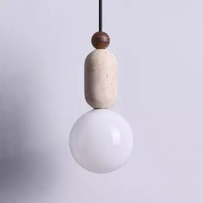 Wabi Sabi Travertine Szklana Kula Wisząca Lampa G17
