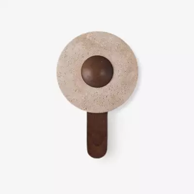 Żółty Trawertyn Drewniana Lampa Ścienna G36