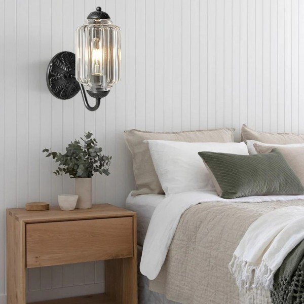 Lampa ścienna w kształcie świecznika ze szkła vintage M03