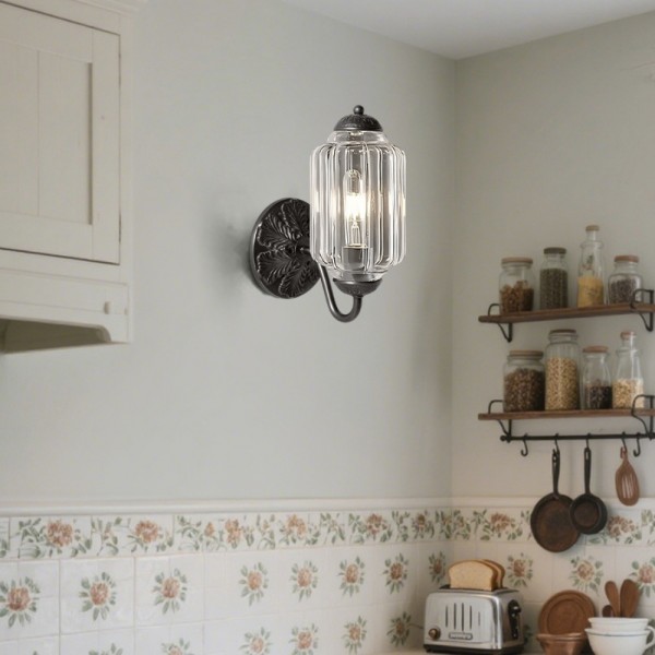 Lampa ścienna w kształcie świecznika ze szkła vintage M03