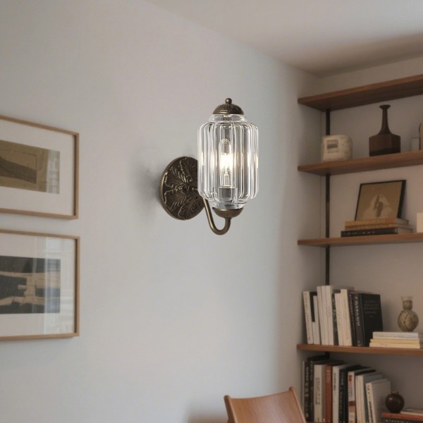 Lampa ścienna w kształcie świecznika ze szkła vintage M03