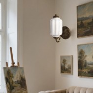 Lampa ścienna w kształcie świecznika ze szkła vintage M03