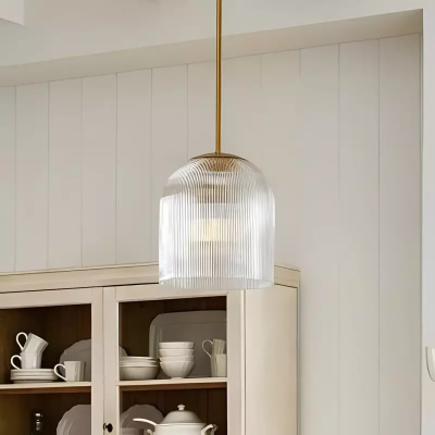 Alain Farmhouse Cooper Ribbed Glass Pendant Light G83