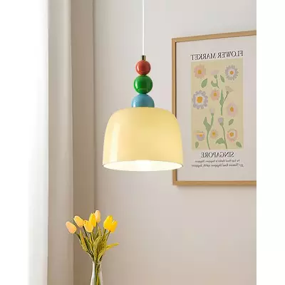 Suspension en verre crème de style pastoral P012