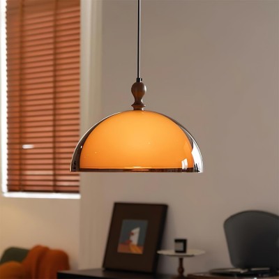 Lampa wisząca retro z podwójnym abażurem i wysięgnikiem P018