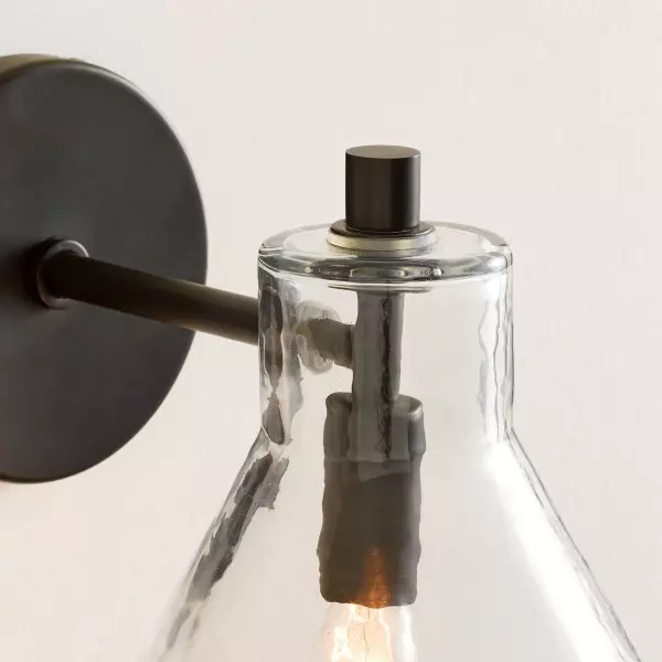 Glavira Podwójny kinkiet z recyklingowanego szkła – oświetlenie wewnętrzne, mosiężne T049