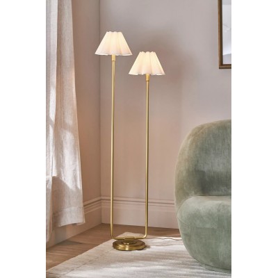 Lampada da terra Capirise con paralume smerlato color oro - Illuminazione in metallo contemporanea per camera da letto T058