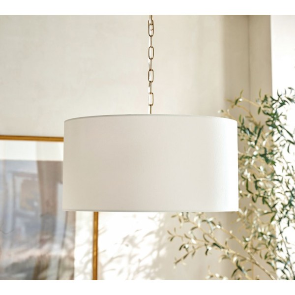 Lampa wisząca Dumora Iron Linen Drum – antyczny mosiądz, wisząca lampa sufitowa T123